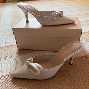 Loeffler Randall Amyra Cream Bow Kitten Mule Size 9.5